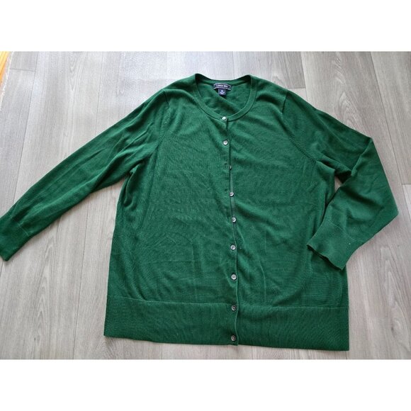 Lands End Womens Plus Size 1X Green Button-Up Cardigan Sweater - Picture 3 of 8